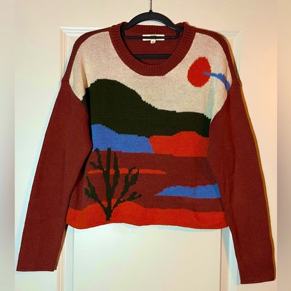 Madden NYC | Desert Scenic Landscape Knit Sweater Size Medium - Picture 4 of 5